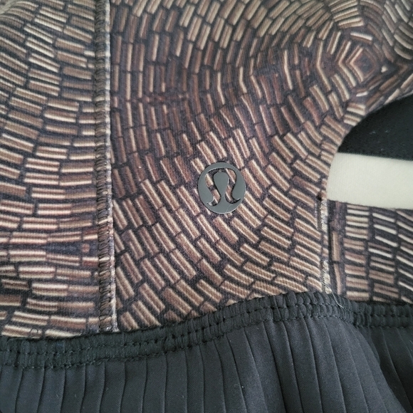 Lululemon City Tank Top Pleated Peplum Golden Godess Cashew Multi Black Brown 8 - Picture 6 of 9